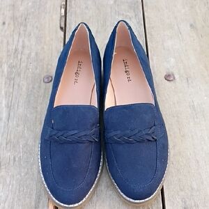Indigo Rd. Gabbie Braided Suede Loafers Navy Blue Size 8M